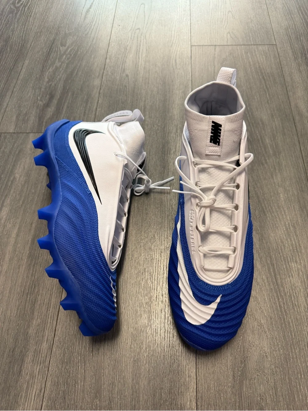 Nike Alpha Menace 5 Pro White Blue Football Cleats Men’s Size 15 HV7020-100 New